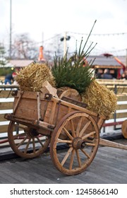 Vintage cart with christmas tree,decorations details