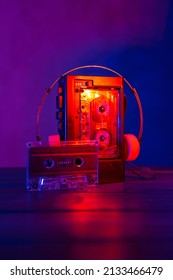 Vintage Cassette Tape Player Neon Light Stock Photo 2133466479 ...
