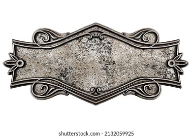 Vintage Cast Metal Plate Isolated On White Background