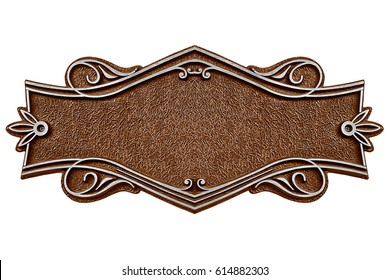 Vintage cast metal plate isolated on white background - Shutterstock ID 614882303
