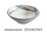 Vintage ceramic bowl, Empty bowl isolated on white background with clipping path, Side view                                