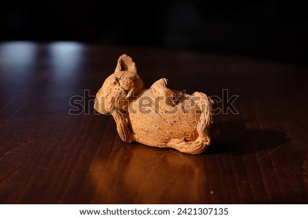 Vintage ceramic figurine. Cartoon character figurine. Pottery. Cat sculpture.