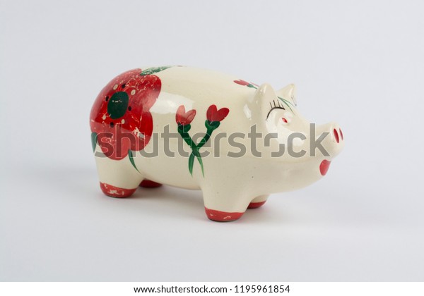 Vintage Ceramic Pig Bank Decorated Red Stock Photo Edit Now