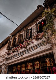 Vintage Chinese House Located In Ipoh Malaysia. Chinese People Love The Red Color As It Brings Them Wealth.