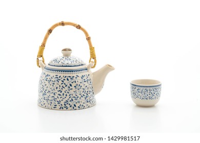 Vintage Chinese Tea Set Isolated On White Background