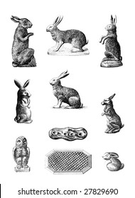 Vintage Chocolate Mold Sketches - Rabbits