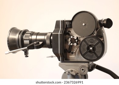 vintage cinema camera on white
16mm motion picture camera film negative proffecional