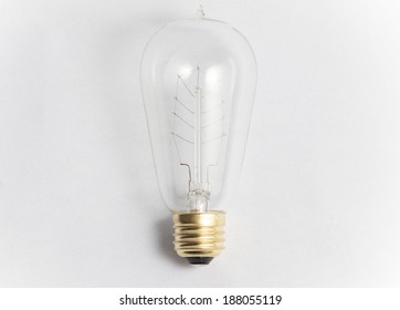 Vintage Clear Light Bulb on White Background - Powered by Shutterstock