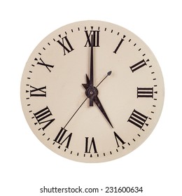 Vintage Clock Face Showing Five Oclock Stock Photo (Edit Now) 231600634