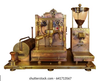 Vintage Coffee Machine Front Metal Steampunk