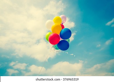 Colorful Balloons Done Retro Filter Paper Stock Photo 1377951083 ...