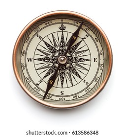 Vintage compass isolated on white background - Shutterstock ID 613586348