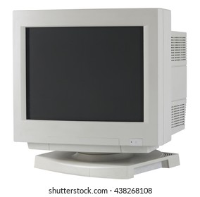 A Vintage Computer Monitor Isolated On White Background