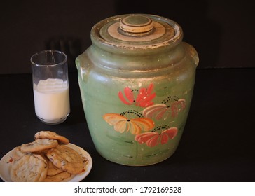 Vintage Cookie Jar With Milk And Cookies