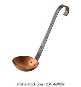 Vintage copper ladle isolated on white background