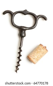 The Vintage Corkscrew On White Background