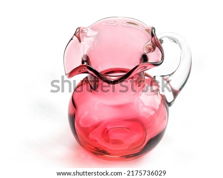 Vintage Cranberry Depression Glass Jug      