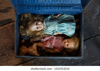 Vintage Creepy Doll In Attic