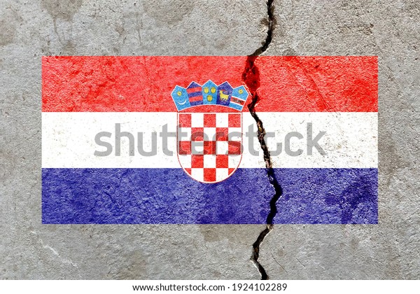 Vintage Croatia\
national flag icon pattern isolated on broken weathered cracked\
concrete wall, abstract Croatian politics economy society conflicts\
concept texture\
wallpaper