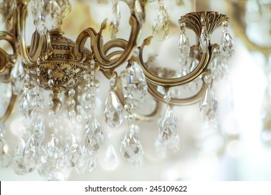 Vintage crystal chandelier details
