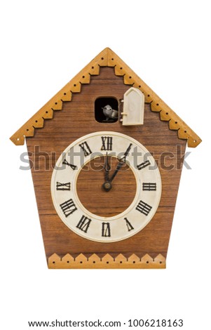 Vintage cuckoo clock isolated over white