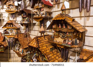 Vintage cuckoo clock on the wood wall.