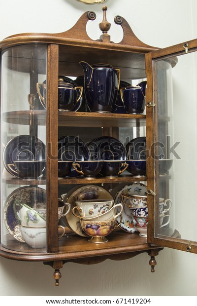 Vintage Curio Cabinet Porcelain Tea Cup Stock Photo Edit Now