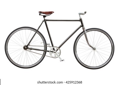 Vintage Custom Single Speed Bicycle Isolated On White Background