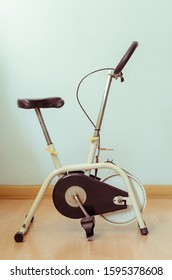 Vintage Cycling Machine Or Aerobic Spin Exercise Bike, Healthy Lifestyle Concept, Sweet Color Tone Effect