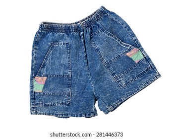 Vintage Denim Shorts Isolated On White