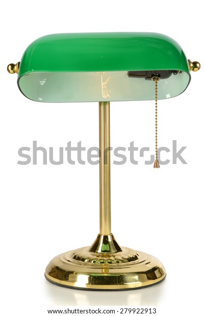 Vintage Desk Lamp Green Glass Shade Stock Photo Edit Now 279922913
