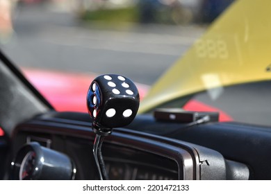 Vintage Dice Gear Shift Knob On Car