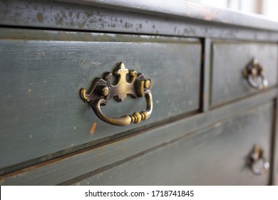 Vintage Distressed Dresser Drawers With Brass Handle