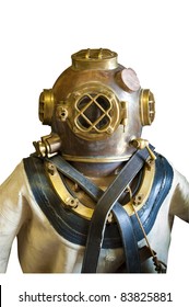 Vintage Diver In Helmet And Suit, Isolated