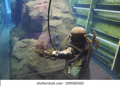 Vintage Diver Under The Water