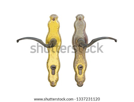 Vintage door handles isolated on white background. This has clipping path. 