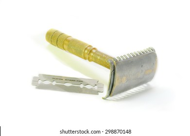 Vintage Double Edged Safety Razor With Blade