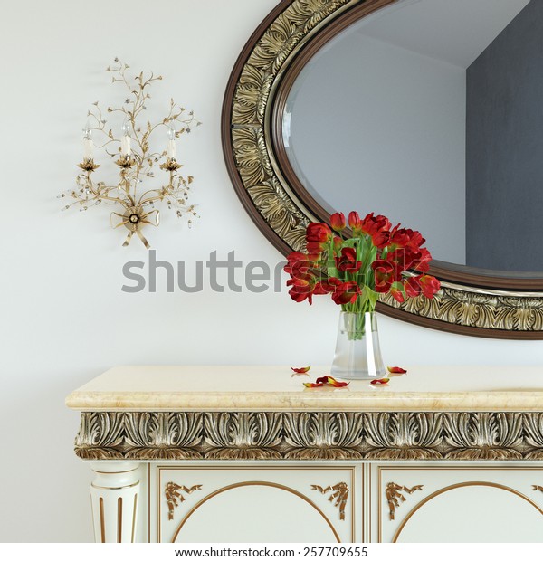 Vintage Dressing Table Roses On Mirror Vintage Objects Stock Image