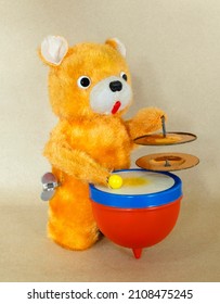 Vintage Drummer Golden Bear Windup Toy