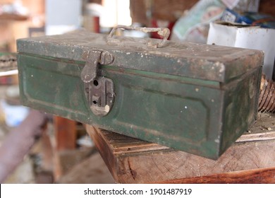 A Vintage Dusty And Rusty Green Tackle Box