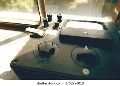 Vintage Electronic Device In Music Studio Window