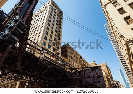 Vintage elevated loop track in downtown Chicago
