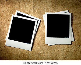 Vintage empty photo cards on paper background - Shutterstock ID 176192765