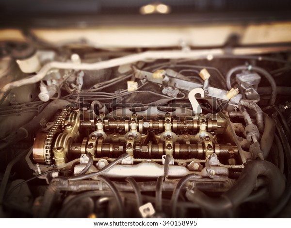 Vintage Engine Waiting Repair Engineer Garage Stock Photo Edit