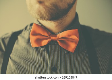 Vintage fashion man with red tie and beard - Shutterstock ID 189105047