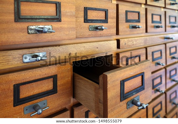 Vintage Filing Cabinet Made Wood Many Stock Photo Edit Now