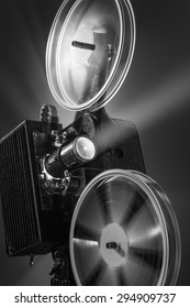 Vintage Film Projector In Black And White