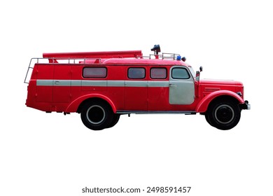 vintage fire truck, side view, isolated on white - Powered by Shutterstock