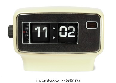 Vintage Flip Alarm Clock On White Background