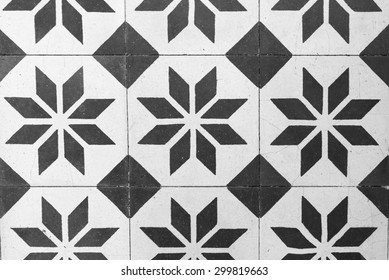 Vintage Floor Tile In Black And White